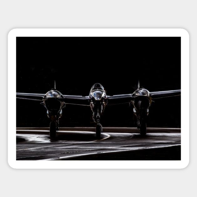 Silver P-38 Lightning head-on Sticker by captureasecond